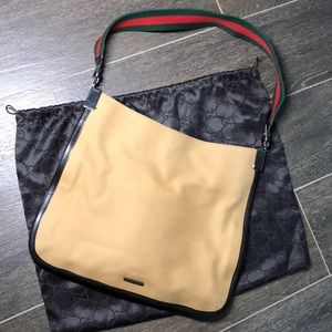 Gucci Sherry Beige Canvas Shoulder Bag